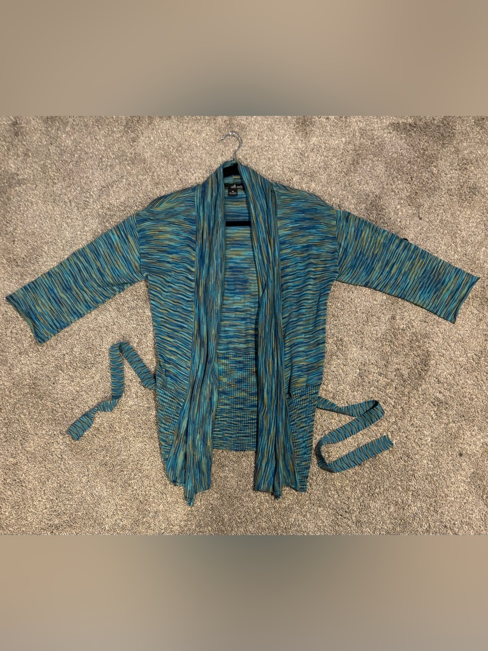 Willi Smith Teal & Blue Marled Open Cardigan